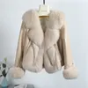 Womens Fur Faux Autumn Winter Real Coat Jacket Kvinnor Natural äkta läder Down Luxury Thick Warm Female Coats 230921