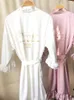 Women's Sleepwear White Robe With Gold Bride Muave Rose Kuma Nije Dugme Robes Be Personalized On Another Language Ruffled Bathrobe