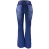 Jeans da donna 2023 Vita alta Boot Cut per le donne Moda Stretch Due colori Cuciture Denim Pantaloni svasati Pantaloni femminili casuali