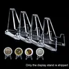 Storage Holders Racks 25/50/100pcs Display Stand Clear Acrylic Stand Small Easel Card Commemorative Coin Holder Display Rack For Collection Room Home 230921