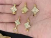 Chains 18K Gold Plated Zirconia Cross Clover Necklace Huggie Hoop Charm Jewelry