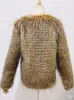 Women S Fur Faux Wjfzqm Former Peacock Coat Mashing Jacket Studd Ender Owne On Neck Winter Winter Furry Overcoat 230922