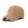 Ball Caps Autumn Winter Warm Baseball Cap Solid Color Lamb Wool Women Lady Outdoor Sun Visor Hat Thick Plush Hats