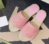 Cord Platform leather slippers metal buckle Flats women sandals summer shoes quilted mules loafers low slides straw bottom embroidery fisherman sandal