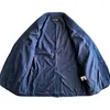 Men's Suits Suit Blazer Indigo Blue Sashiko 12.5oz Regular Fit 3 Pockets Casual Business Vintage Jacket Designer Clothes
