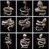 Ensemble 30pcs / lot Top Mix Rétro Punk Exagéré Serpent Bague Hommes Femmes Hip Hop Animal Cool Biker Rocker Bijoux Antique Argent Mal267i