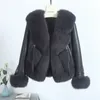 Womens Fur Faux Autumn Winter Real Coat Jacket Kvinnor Natural äkta läder Down Luxury Thick Warm Female Coats 230921