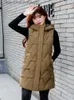 Damenwesten Neue Herbst Winter Frauen Daunenbaumwollweste Jacke verdicken koreanische lose ärmellose Mütze entfernt weibliche Taschenweste Größe 3XL L230922