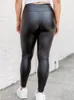 Pantaloni da donna Pantaloni slim neri a vita alta opachi sexy in PU Pantaloni skinny elasticizzati in lattice Matita in pelle alla moda personalizzati