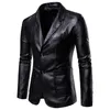 Men S Leather Faux 2023 Spring Autumn Fashion Lapel Dress Suit Pow Male Business Casual Pu Blazers Jacket 230922