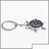 Smycken nyckelringar nautisk ror kompass nyckelring för bil mode kedjor legering häng charms nyhet grossist kreativ mti- mfashion dr dhxnq