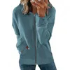 Kvinnors T-skjortor Kvinnor Fashion Solid Zipper Rit String Up Casual Long Sleeve Hooded Sweatshirt Coat Tops Women 2023 T-Shirts