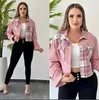 2024 nouvelles vestes pour femmes nouveau velours côtelé femmes plaid patchwork manteau décontracté manteau pour filles à manches longues POLOS revers veste courte automne dame vacances streetwear