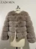 Women's Fur Faux Fur ZADORIN Mantel Bulu Rubah Palsu Lengan Panjang Mode Musim Dingin Wanita Mantel Bulu Hangat Tebal Pakaian Luar Jaket 230922