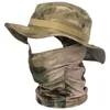 Andra sportiga bra män som vandrar fiske boonie hatt utomhus sport sol uv skydd hals ansikte kamouflage justerbara hink mössor och mask 230922