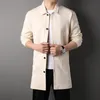 Men's Sweaters High Grade Solid Color Knitted Cardigan Windbreaker Business Fashion Korean Classic Casual Long Coat Wear 230921