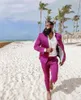 Abiti da uomo Fucsia Abito firmato Blazer con risvolto dentellato Smoking da uomo da sposa Slim Fit Abbigliamento da sposo da spiaggia 2 pezzi Set giacche e pantaloni