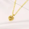 Ciondolo a cuore lavorato a maglia in oro giallo massiccio 14k GF Collana a catena a maglie Figaro italiana 24 3 mm Donna3207