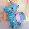 Poupées en peluche est mignon paillettes licorne électrique marche licorne jouets en peluche peluche jouet électronique musique licorne jouet pour enfant cadeau 230922