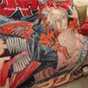 Couvertures Chainsaw Man Anime Tissé Couverture Coton Jeter Serviette Tapisserie Couvre-lit En Plein Air Camp Serviettes De Plage Canapé Chaise Couverture Tapis Tapis Gland HKD230922