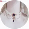 Chokers Wspaniałe vintage w stylu Rococo Wedding Lolita Princess Multilayer Pearl Lace Gem Neckarbone Chail Neclet 2309921