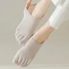 Women Socks Summer Invisible Toe Woman Girl Cotton Thin Solid Soft Shallow Mouth Breathable Deodorant No Show 5 Finger