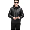 Herren Leder Faux Schaffell Jacken Frühling und Herbst Motorrad Hoodie Hübsche kurze Jacke Mäntel 230922