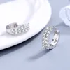 Stud NEHZY 925 silver needle Ladies Fashion High Quality Jewelry Double Row Crystal Zircon Round Silver Plated Stud Earrings 230921