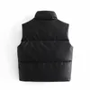 Women's Vests Fashion Streetwear Women Puffy Vest Winter Thick Parkas Jacket Black PU Female Coats Faux Leather Down Waistcoat Loose Lady Vest 230922