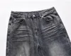 Men's Jeans Mud Dyeing Erosion Damage Men Women High Quality Washing Pants Versatile Straight Leg Trousers