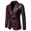 Men S Leather Faux 2023 Spring Autumn Fashion Lapel Dress Suit Pow Male Business Casual Pu Blazers Jacket 230922