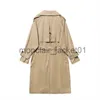 여자 양모 블렌드 Rarf Lady Spring and Autumn New Classic Women 's Double Button Trench Coat 트렌치 재킷 빈티지 중간 코트 벨트 J230922