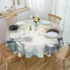 Table Cloth Flowers Chrysanthemums Minimalist Waterproof Tablecloth Decoration Round Cover For Kitchen Wedding Home Dining Room