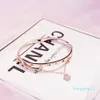 Hela Rose Gold rostfritt stålarmband Bangles Female Heart Forever Love Brand Charm Armband för kvinnor berömda smycken2628