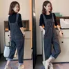 Women's Jeans Woman Loose Solid Color Harem Jumpsuit Female Fashion Casual Denim Pocket Pants Big Brand Trousers Overalls G325