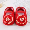 Babyschoenen Baby Meisjes Premium Flats Zachte zool Babyschoenen Peuter Bloem Walker Wiegschoen met hoofdband