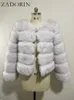 Women's Fur Faux Fur ZADORIN Mantel Bulu Rubah Palsu Lengan Panjang Mode Musim Dingin Wanita Mantel Bulu Hangat Tebal Pakaian Luar Jaket 230922