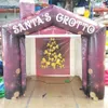 Outdoor Games Aangepaste afdrukken opblaasbare Santas Grotto 3.5x3x3m Kerstmis Cottage House Tent Shelter Cabin Ballon voor Xmas Festival Decoratie