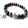 SN1136 Pulseira de Pedra Natural Masculina Moda Olho de Tigre Buda Ohm Charme Pulseira Yoga Mala Joias Whole283u