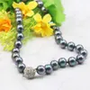 Chains 10mm Round Black South Sea Shell Pearl Necklace Rope Chain Beads DIY Fashion Jewelry Making Design Natural Stone (Mini Order1)