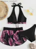 Womens Swimwear Womens Swimwear Women Swimsuit Bikini 2023 New Three Pieces Solid Black High Waist Bathing Suit Female Shorts Summer Bikinis Set Beach L230213 L2309