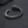 Stainless Steel Biker Dragon Bracelet Link Chain with Green Eyes For Mens Boys Cool Jewelry