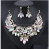 Ohrringe Halskette Luxus Indische Brautschmuck Sets Party Kostümschmuck Damen Mode Geschenke Blätter Kristall Drop Lieferung Dh74X