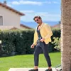 Abiti da uomo completi da matrimonio/ballo studentesco/festa giallo per smoking personalizzato Homme slim fit due bottoni abiti da sposo 2 pezzi (giacca pantaloni)