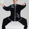 Etniska kläder förtjockade unisex kostym Autumn Winter Velvet broderi tai chi öva Martial Arts Performance Outfit