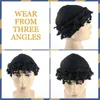 Berets Men Bandana Hat Hop Style Black Cotton Turban Hats With Burr Trim Twisted Tail Fringe For Unique Hair Accessories Elastic