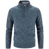 Pulls pour hommes 2023 hiver polaire plus épais pull fermeture éclair col roulé chaud pull qualité mâle mince laine tricotée pour le printemps