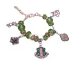 Bracciale con ciondolo AKA Beaded Sorority Bracciale con perline di vetro rosa e verde regalo per donne Soror Aka Spira Wrap Jewelry K2262e
