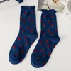 Chaussettes japonaises imprimées de dessins animés pour femmes, Kawaii, mignonnes JK Lolita, douces filles, à volants, Harajuku, Vintage, Streetwear, longues