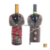 Other Event Party Supplies New Christmas Plush Wine Bottle Bags Button Plaid Er Gift Bag Home Decoration Sn2889 Drop Delivery Garden F Dhp4K
